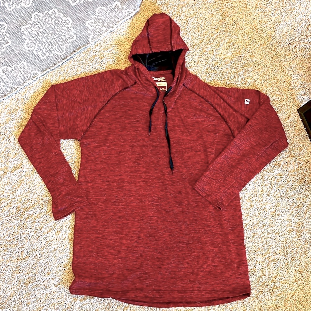 XXL Deep Red Lightweight Men’s Athletic Hooded sport shirt